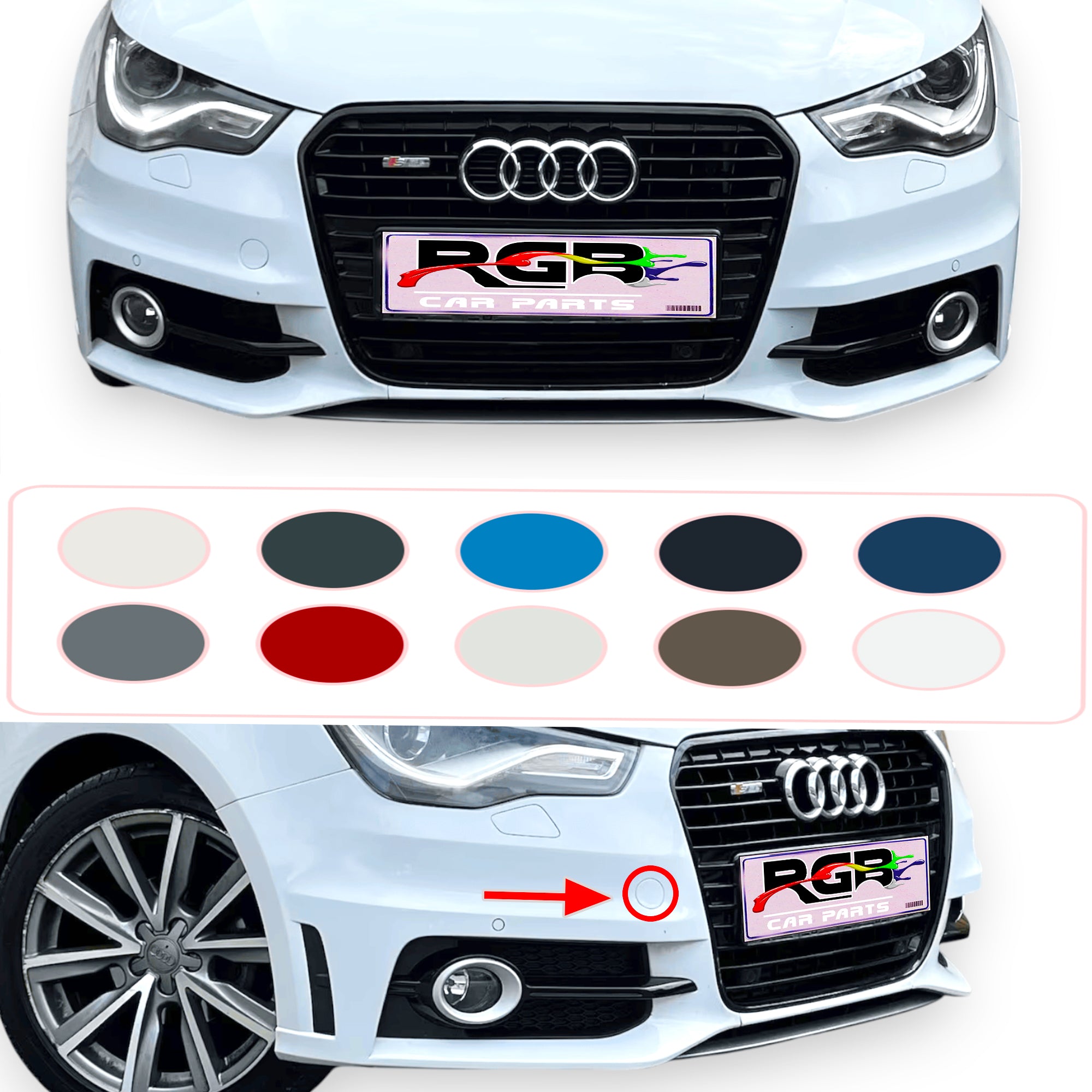 Audi A1 8X Painted Front Bumper Tow Hook Cover For 2011-2014 