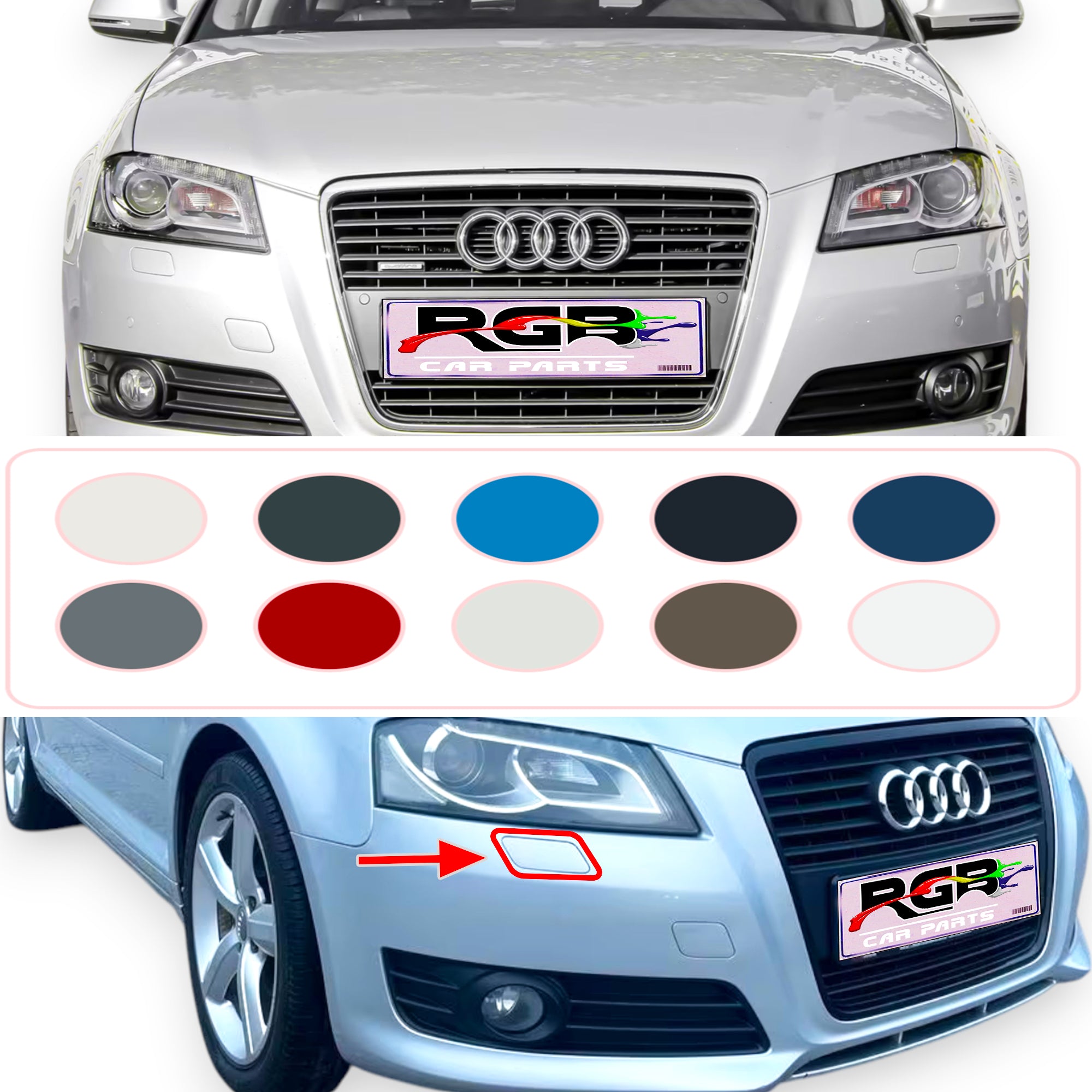 Audi A3 8P Painted Headlight Washer Cover For 2008-2012 8P0955275A OEM