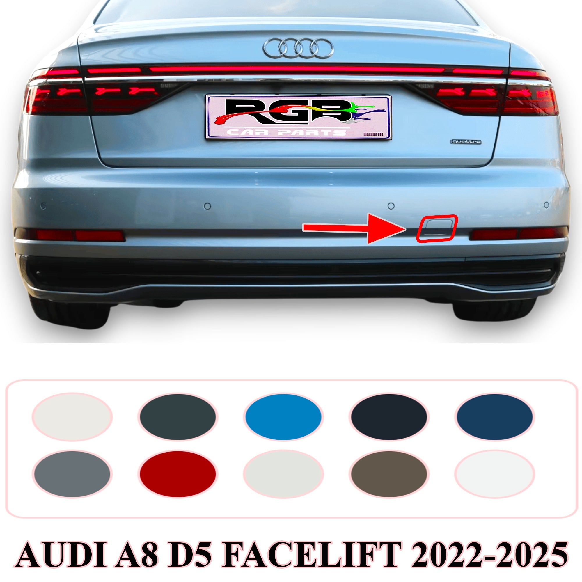 Audi A8 D5 Painted Rear Bumper Tow Hook Cover For 2018-2025 4N0807441 OEM