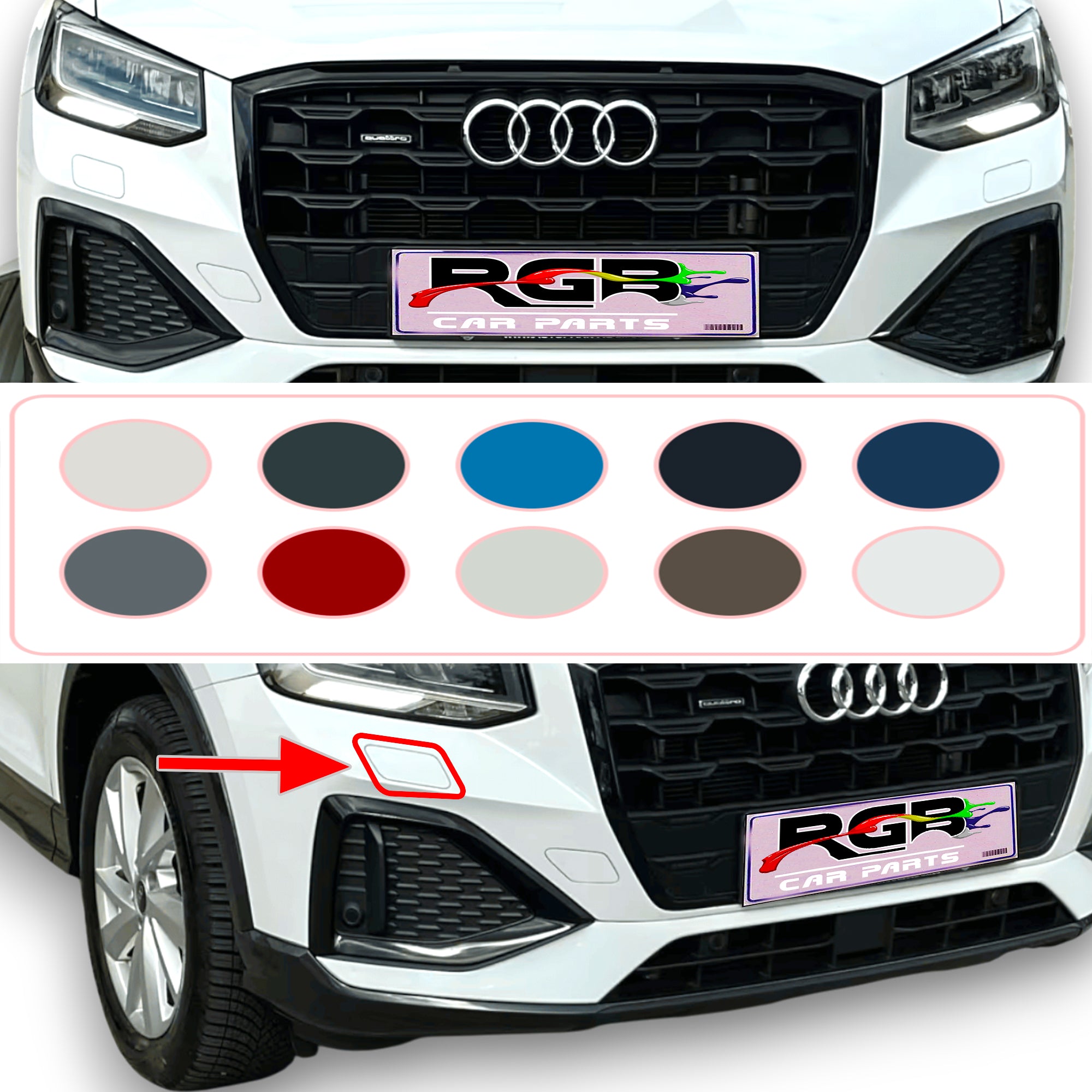 Audi Q2 Painted Headlight Washer Cover For 2022-2025 81A955275 / 81A955276 OEM