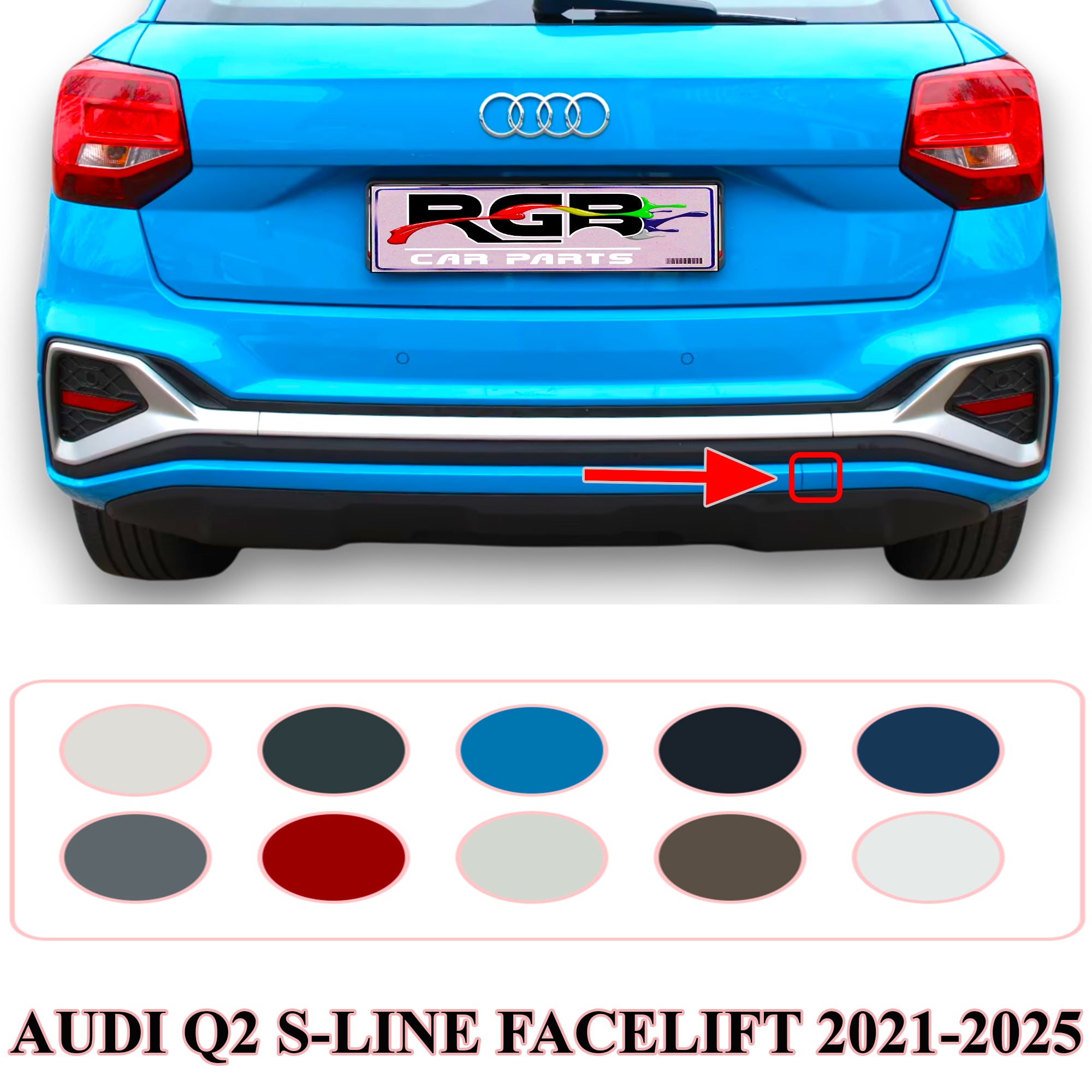 Audi Q2 S-Line Painted Rear Bumper Tow Hook Cover For 2021-2025 81A807441F OEM