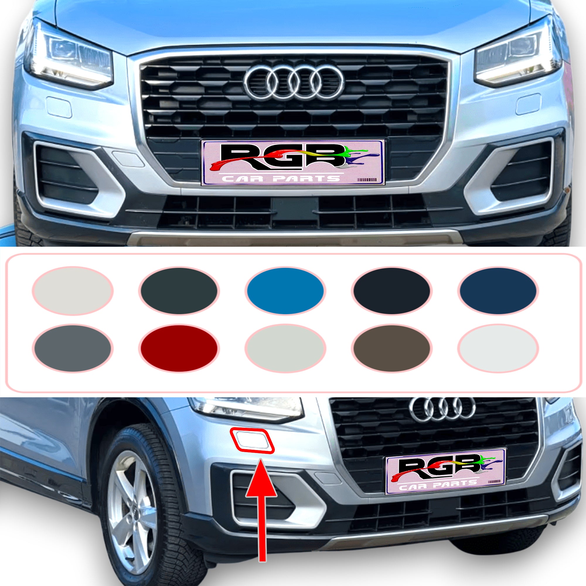 Audi Q2 Painted Headlight Washer Cover For 2017-2021 81A955275 / 81A955276 OEM