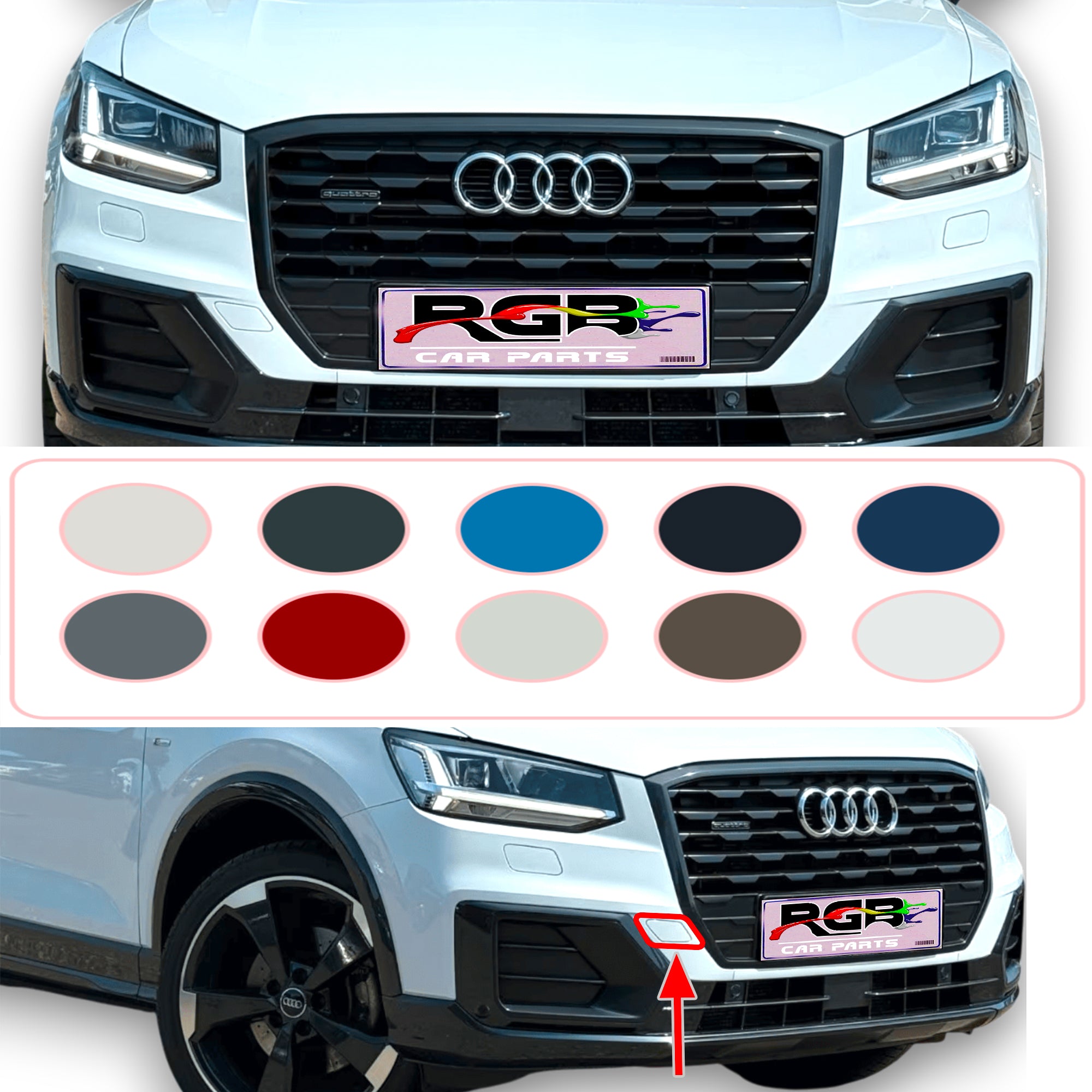 Audi Q2 S-Line Painted Front Bumper Tow Hook Cover For 2017-2021 81A807241A OEM