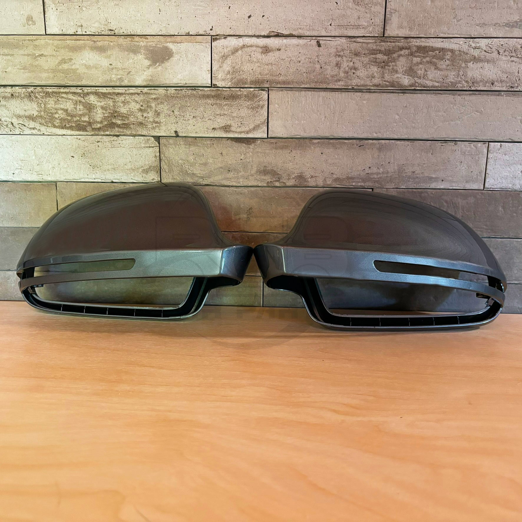 Pair Wing Mirror Cover For Audi Q3 A8 A6 C6 With Lane Assist Monsoon Gray LX7R