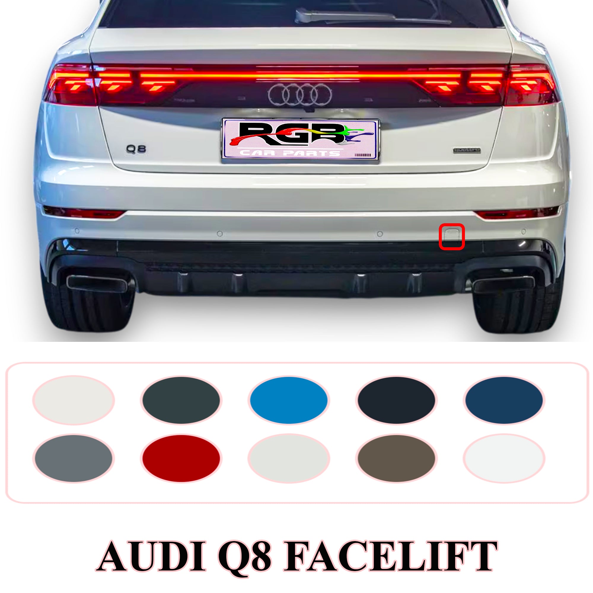 Audi Q8 Facelift Painted Rear Bumper Tow Hook Cover For 2024-2026 4M8807441A OEM