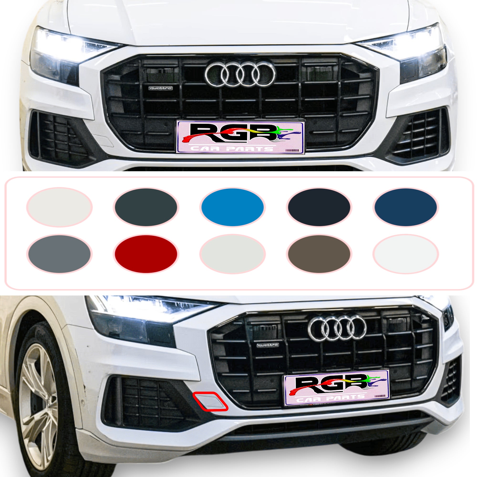 Audi Q8 Painted Front Bumper Tow Hook Cover For 2019-2023 4M8807241 OEM