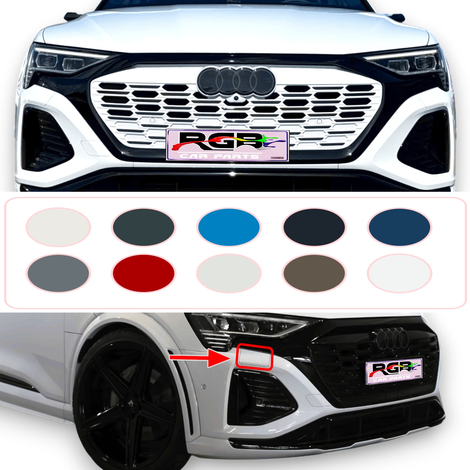 Audi Q8 e-TRON S-Line Painted Headlight Washer Cover For 2024-2025 4KE955275B / 4KE955276B OEM