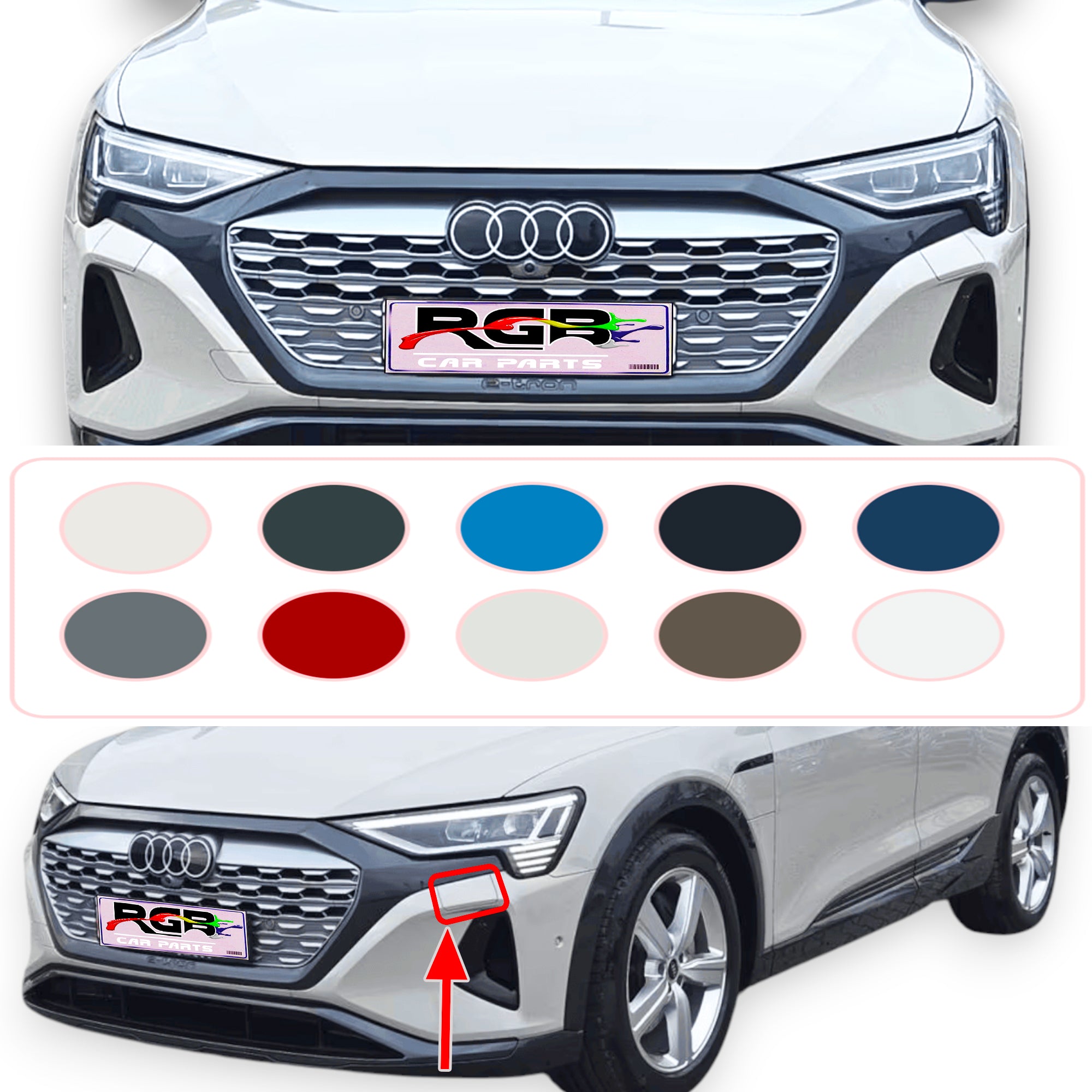 Audi Q8 e-TRON Painted Headlight Washer Cover For 2024-2025 4KE955275 / 4KE955276 OEM