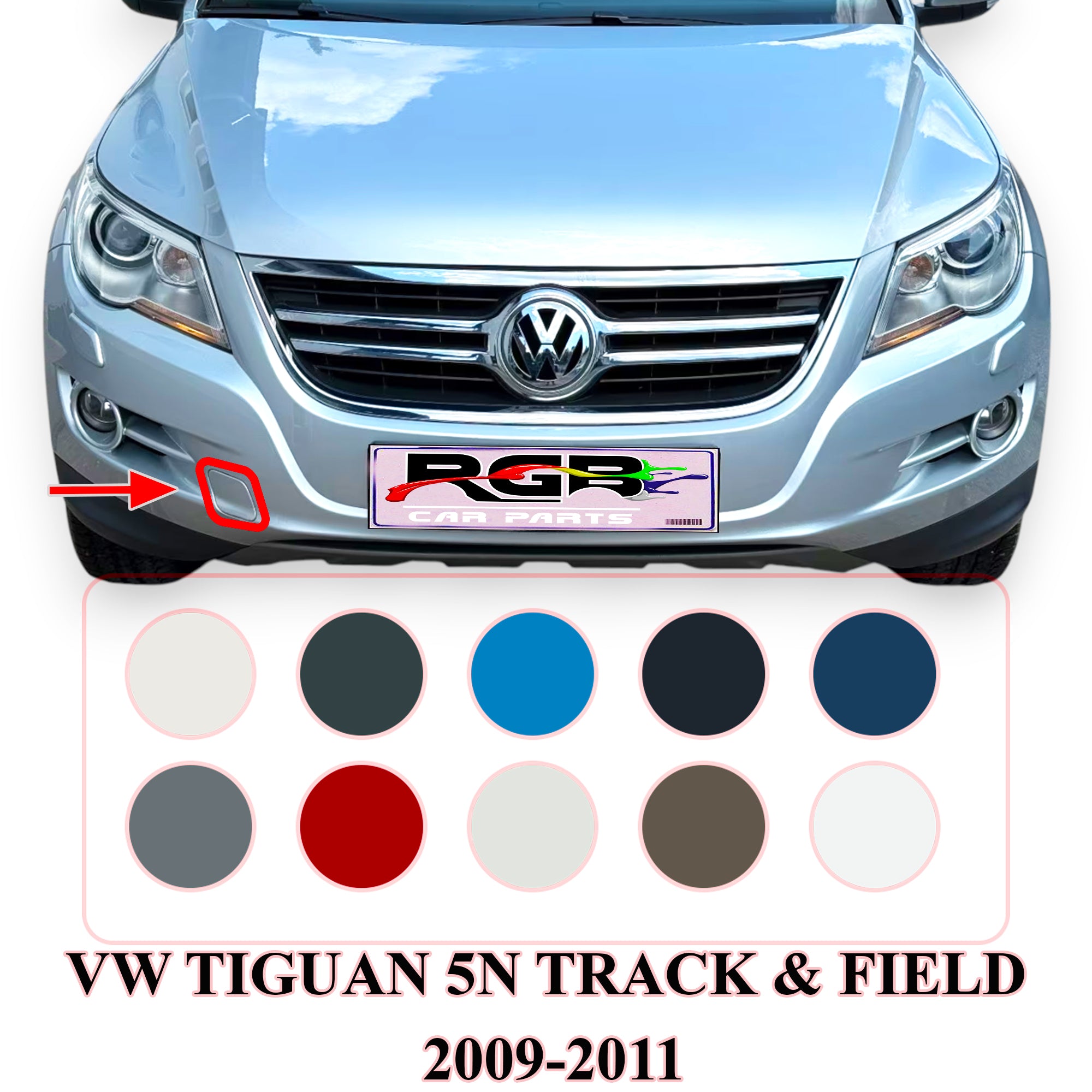 Volkswagen Tiguan 5N Track & Field 2009-2011 Painted Front Bumper Tow Hook Cover OEM