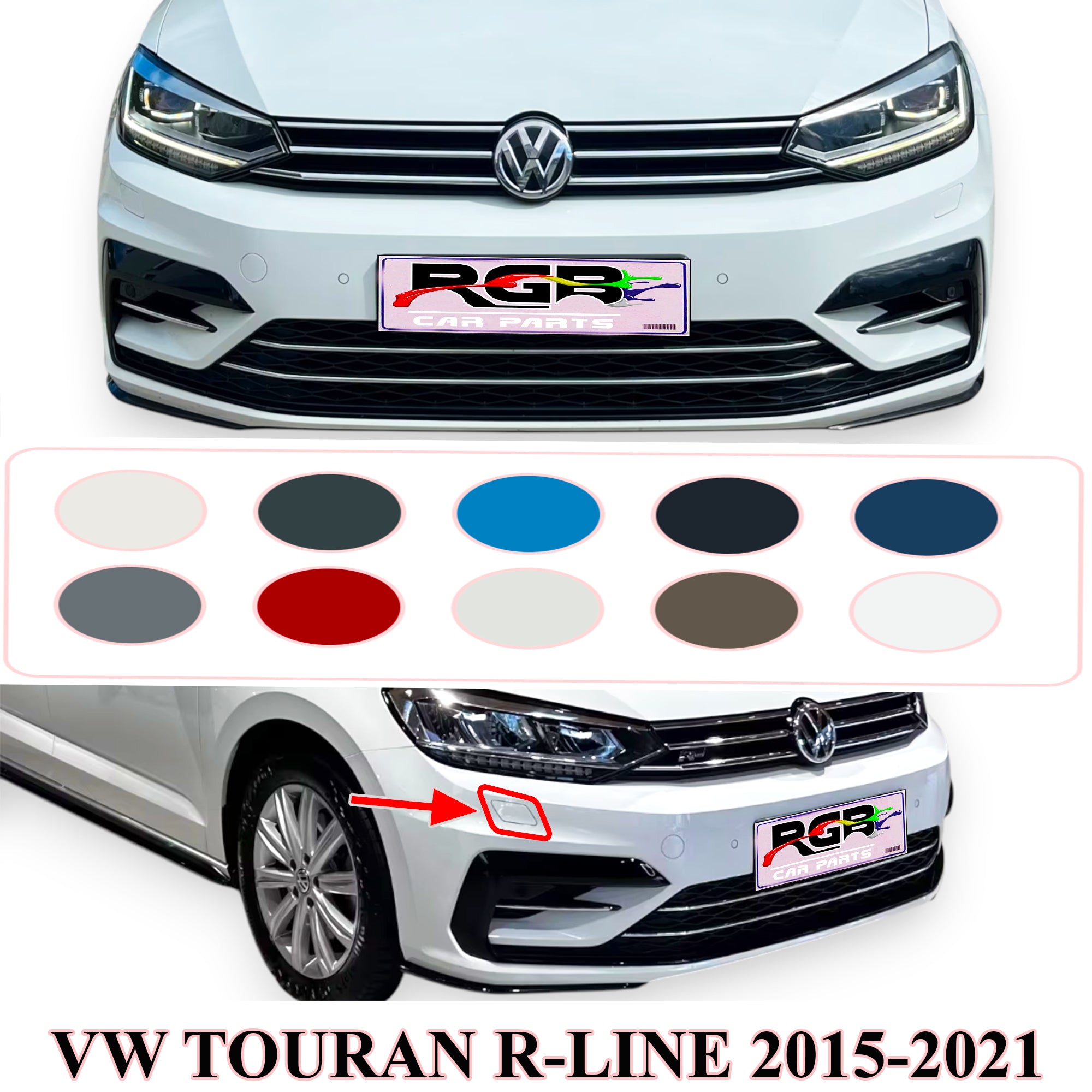 Volkswagen Touran 5T R-Line Painted Headlight Washer Cover For 2015-2024 5TA807937A / 5TA807938A OEM