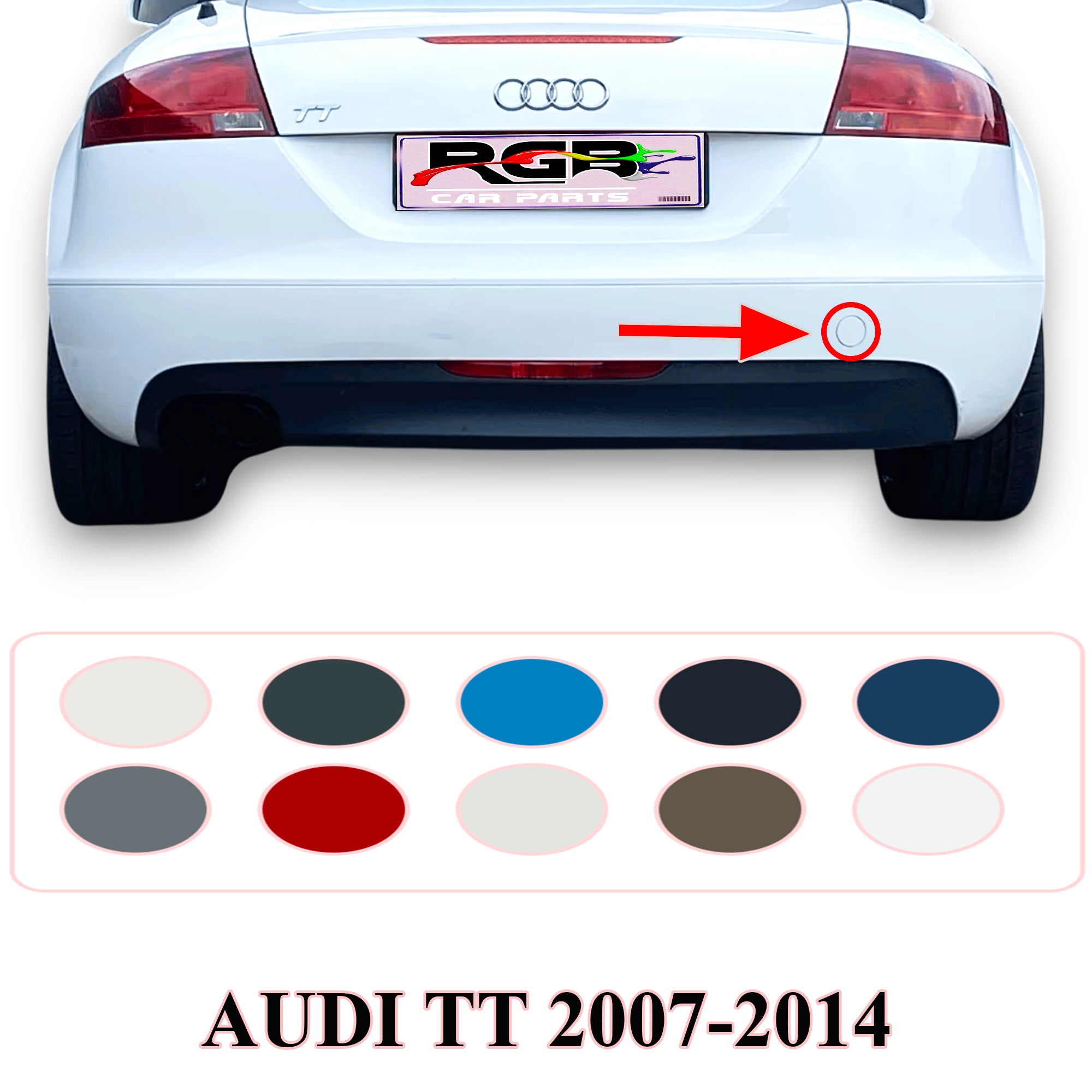 Audi TT Painted Rear Bumper Tow Hook Cover For 2007-2014 8J0807441 OEM